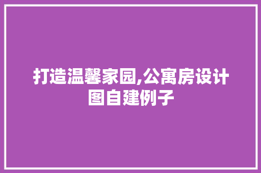 打造温馨家园,公寓房设计图自建例子