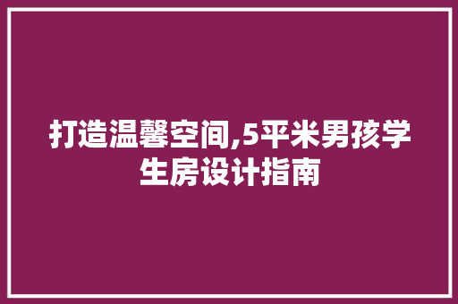 打造温馨空间,5平米男孩学生房设计指南