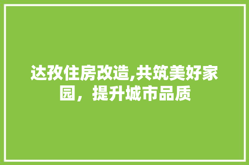 达孜住房改造,共筑美好家园，提升城市品质