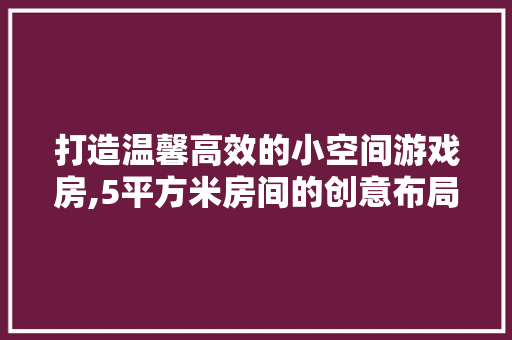 打造温馨高效的小空间游戏房,5平方米房间的创意布局