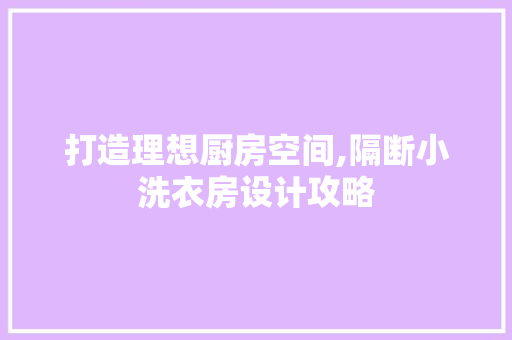 打造理想厨房空间,隔断小洗衣房设计攻略