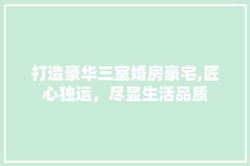打造豪华三室婚房豪宅,匠心独运，尽显生活品质