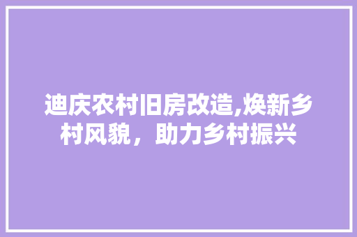 迪庆农村旧房改造,焕新乡村风貌，助力乡村振兴