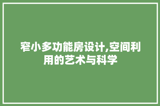 窄小多功能房设计,空间利用的艺术与科学