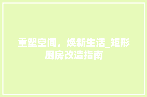 重塑空间，焕新生活_矩形厨房改造指南