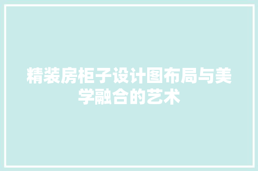 精装房柜子设计图布局与美学融合的艺术