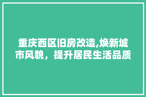重庆西区旧房改造,焕新城市风貌，提升居民生活品质