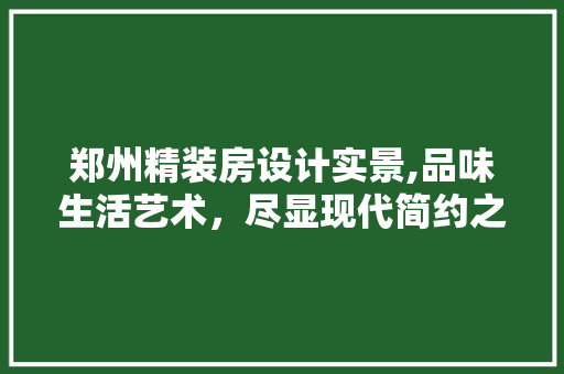 郑州精装房设计实景,品味生活艺术，尽显现代简约之美