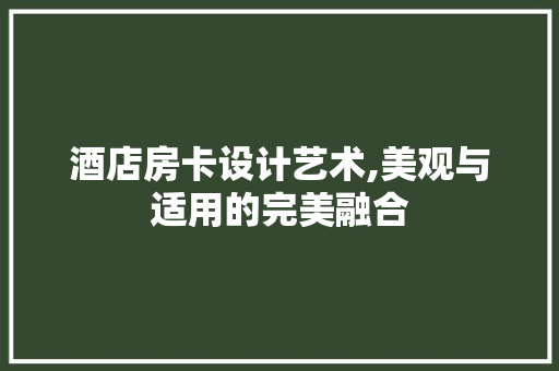 酒店房卡设计艺术,美观与适用的完美融合