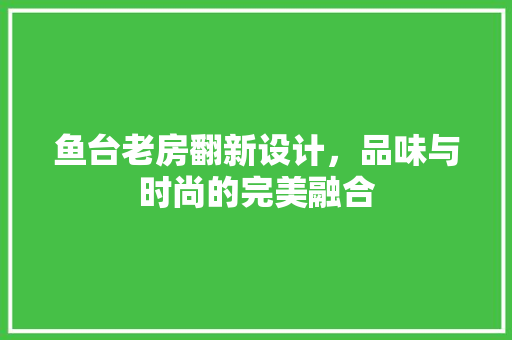 鱼台老房翻新设计，品味与时尚的完美融合