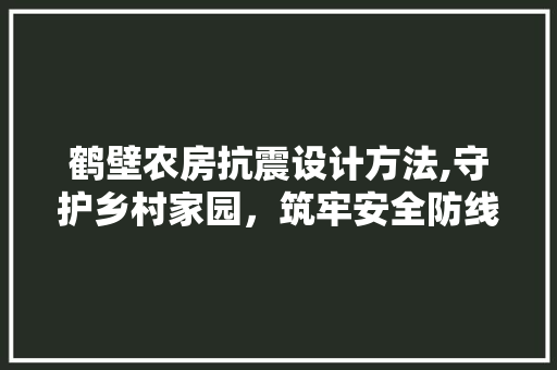鹤壁农房抗震设计方法,守护乡村家园，筑牢安全防线