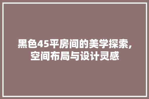 黑色45平房间的美学探索,空间布局与设计灵感
