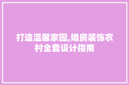 打造温馨家园,婚房装饰农村全套设计指南