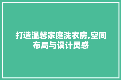 打造温馨家庭洗衣房,空间布局与设计灵感