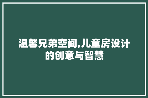 温馨兄弟空间,儿童房设计的创意与智慧