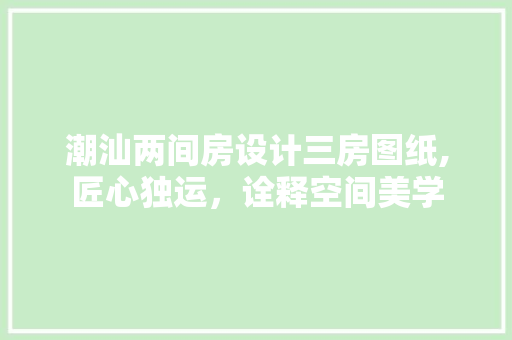 潮汕两间房设计三房图纸,匠心独运，诠释空间美学