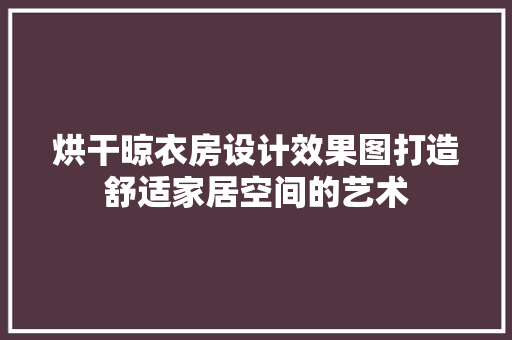 烘干晾衣房设计效果图打造舒适家居空间的艺术
