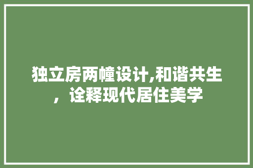 独立房两幢设计,和谐共生，诠释现代居住美学