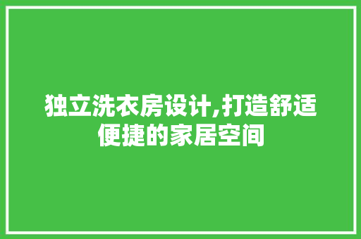 独立洗衣房设计,打造舒适便捷的家居空间