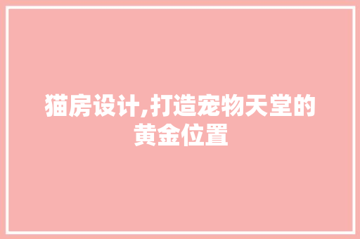 猫房设计,打造宠物天堂的黄金位置