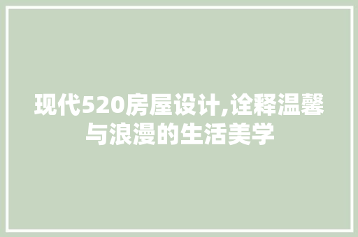 现代520房屋设计,诠释温馨与浪漫的生活美学