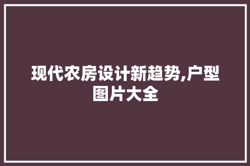 现代农房设计新趋势,户型图片大全