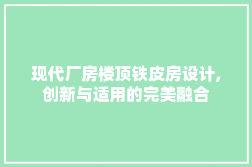 现代厂房楼顶铁皮房设计,创新与适用的完美融合
