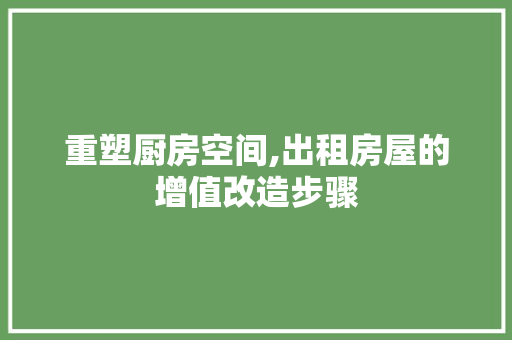 重塑厨房空间,出租房屋的增值改造步骤