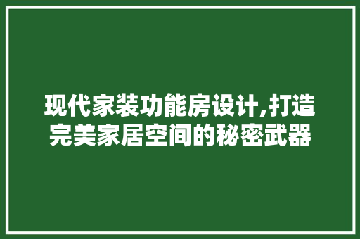 现代家装功能房设计,打造完美家居空间的秘密武器