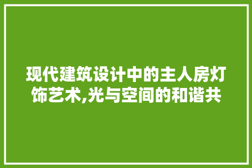 现代建筑设计中的主人房灯饰艺术,光与空间的和谐共鸣