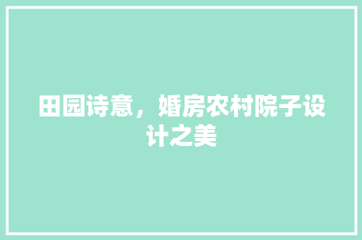田园诗意，婚房农村院子设计之美