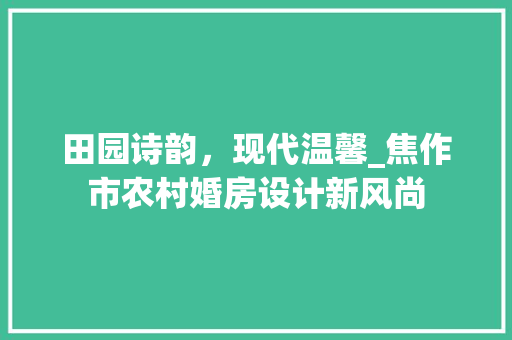 田园诗韵，现代温馨_焦作市农村婚房设计新风尚