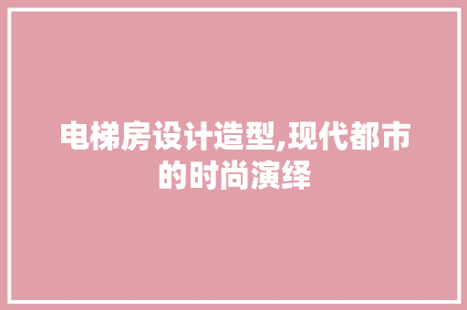 电梯房设计造型,现代都市的时尚演绎