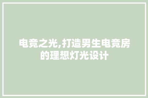 电竞之光,打造男生电竞房的理想灯光设计