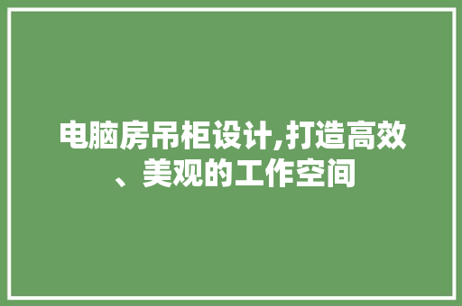 电脑房吊柜设计,打造高效、美观的工作空间