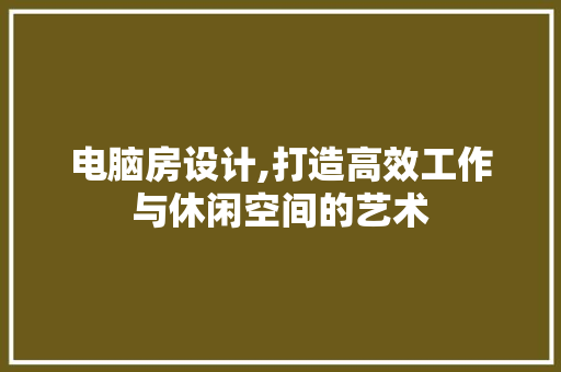 电脑房设计,打造高效工作与休闲空间的艺术