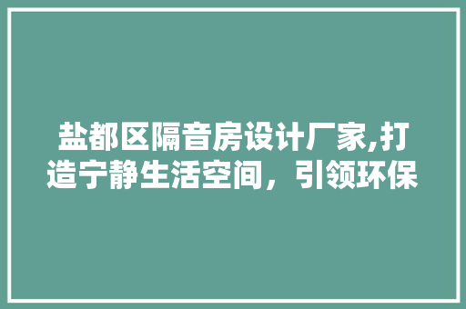 盐都区隔音房设计厂家,打造宁静生活空间，引领环保时尚潮流