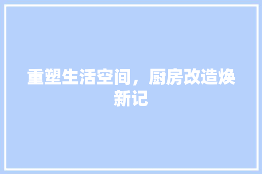 重塑生活空间，厨房改造焕新记