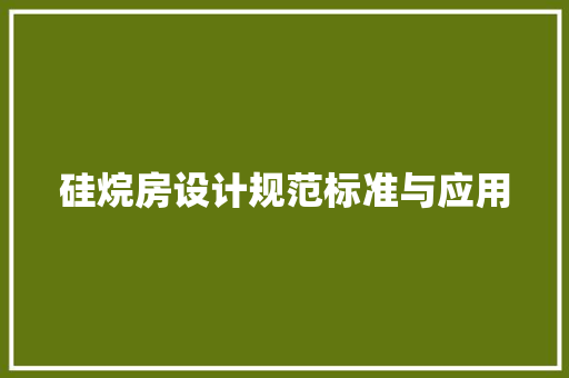 硅烷房设计规范标准与应用