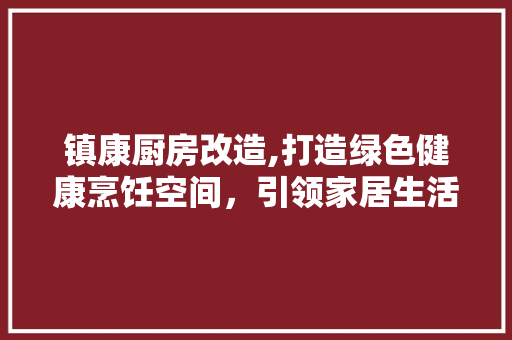 镇康厨房改造,打造绿色健康烹饪空间，引领家居生活新风尚