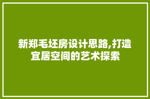 新郑毛坯房设计思路,打造宜居空间的艺术探索