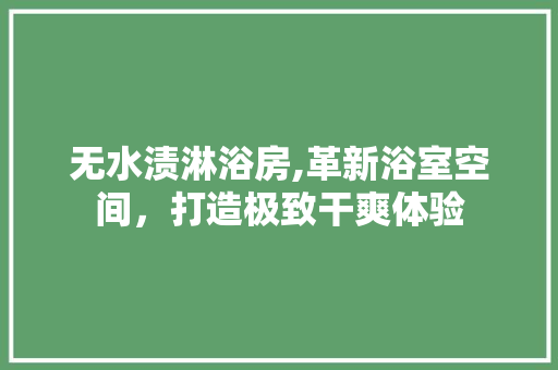 无水渍淋浴房,革新浴室空间，打造极致干爽体验