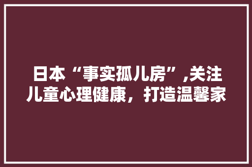 日本“事实孤儿房”,关注儿童心理健康，打造温馨家园