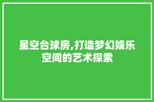星空台球房,打造梦幻娱乐空间的艺术探索