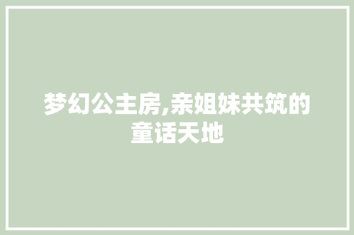 梦幻公主房,亲姐妹共筑的童话天地