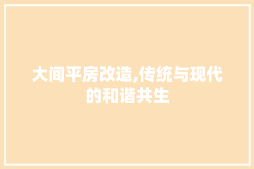 大间平房改造,传统与现代的和谐共生