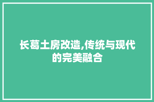 长葛土房改造,传统与现代的完美融合