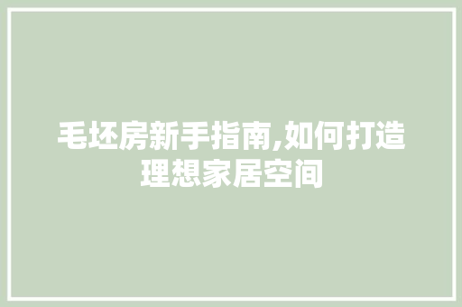 毛坯房新手指南,如何打造理想家居空间