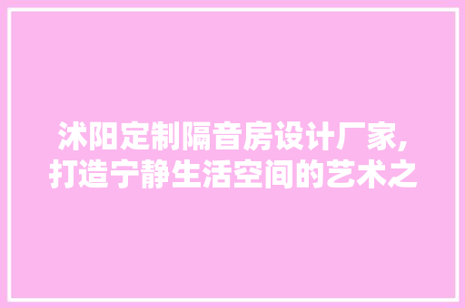 沭阳定制隔音房设计厂家,打造宁静生活空间的艺术之旅