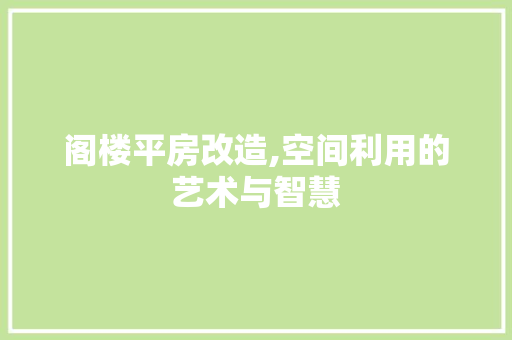 阁楼平房改造,空间利用的艺术与智慧
